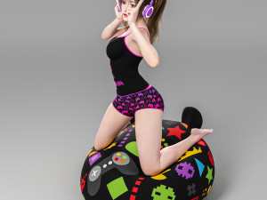 Sexy girl sitting on the floor Modelo 3D