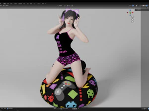 Sexy girl sitting on the floor 3D Model