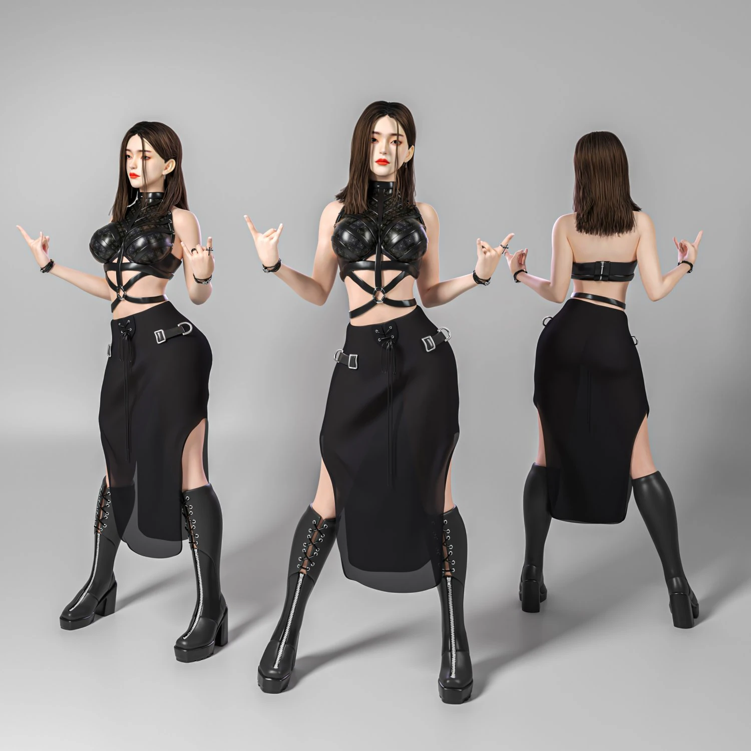 Sexy woman in cool postures 3D Model .c4d .max .obj .3ds .fbx .stl .blend 