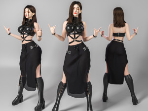 Sexy woman in cool postures 3D Model