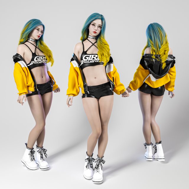 A stylishly dressed woman standing 3D Model .c4d .max .obj .3ds .fbx .stl .blend 