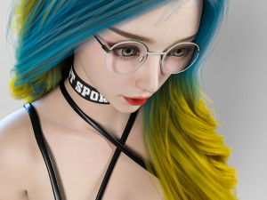 A stylishly dressed woman standing 3D Model