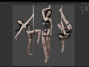 Asian Striper Girl Modello 3D