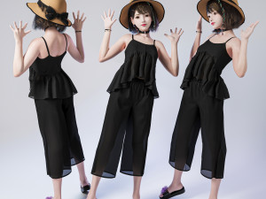 Casual child standing and greeting 3D Model