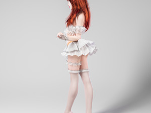 Red hair sexy girl in Lace Suit Modèle 3D
