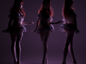 Red hair sexy girl in Lace Suit Modèle 3D