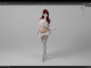 Red hair sexy girl in Lace Suit Modèle 3D
