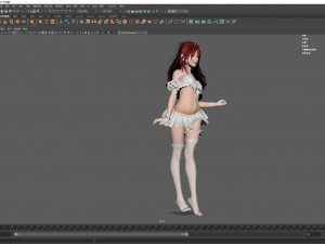 Red hair sexy girl in Lace Suit Modèle 3D
