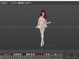 Red hair sexy girl in Lace Suit Modèle 3D