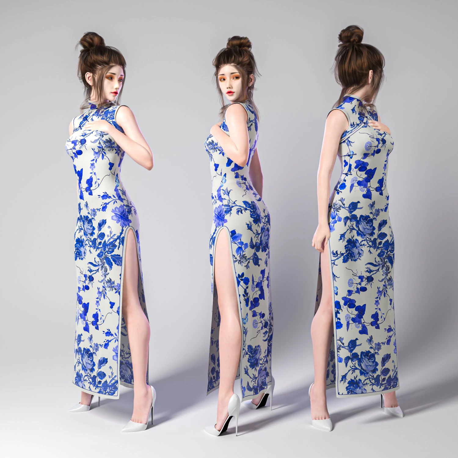 Cheongsam Chi-pao chirpaur cheong-sam woman 3D Model .c4d .max .obj .3ds .fbx .stl .blend 