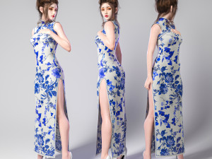 Cheongsam Chi-pao chirpaur cheong-sam woman Modelo 3D