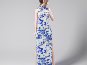 Cheongsam Chi-pao chirpaur cheong-sam woman Modèle 3D