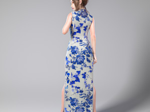 Cheongsam Chi-pao chirpaur cheong-sam woman Modèle 3D