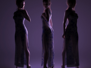 Cheongsam Chi-pao chirpaur cheong-sam woman Modèle 3D