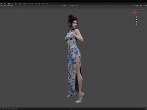 Cheongsam Chi-pao chirpaur cheong-sam woman Modèle 3D