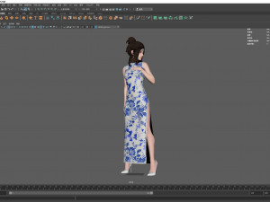 Cheongsam Chi-pao chirpaur cheong-sam woman Modèle 3D