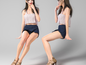 Woman sitting and thinking Modelo 3D