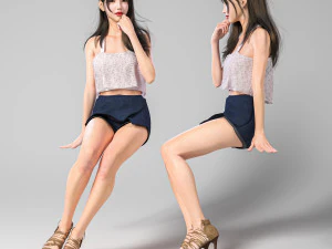 Kobieta siedzi i myśli Model 3D