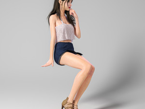 Woman sitting and thinking Modèle 3D