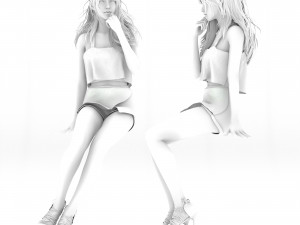 Woman sitting and thinking Modèle 3D