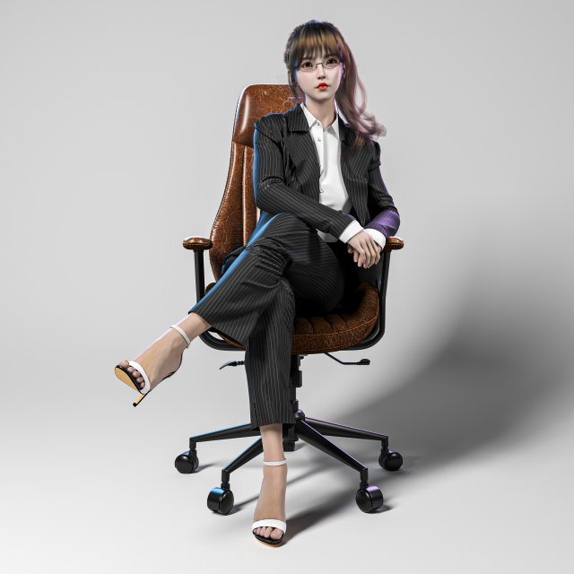 Woman Business Office Sitting Modello 3D .c4d .max .obj .3ds .fbx .stl .blend