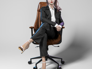 Woman Business Office Sitting Modelo 3D
