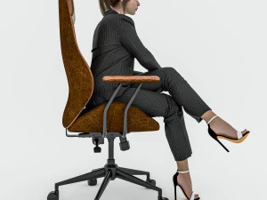 Woman Business Office Sitting 3D Model