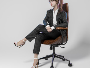 Woman Business Office Sitting Modello 3D