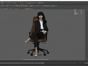 Woman Business Office Sitting 3D Model