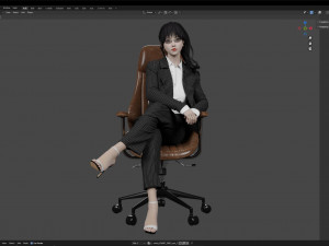 Woman Business Office Sitting Modello 3D