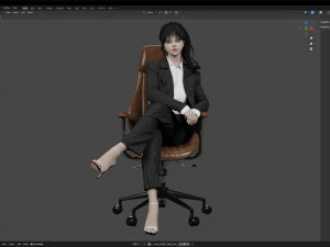 Woman Business Office Sitting 3D Model