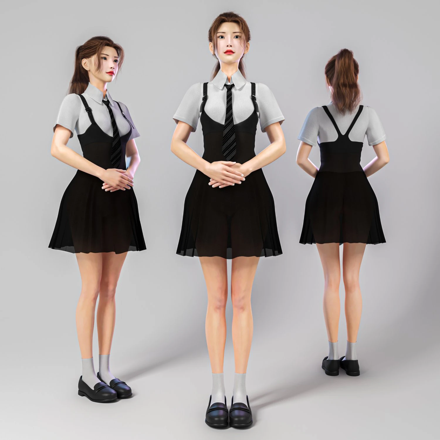 Woman Waitress Standing 3D Model .c4d .max .obj .3ds .fbx .stl .blend 