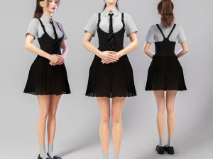 Kobieta kelnerka stojąca Model 3D