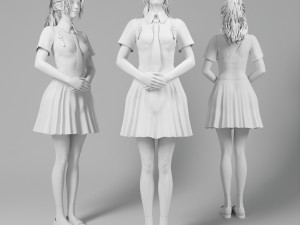 Woman Waitress Standing 3D Model
