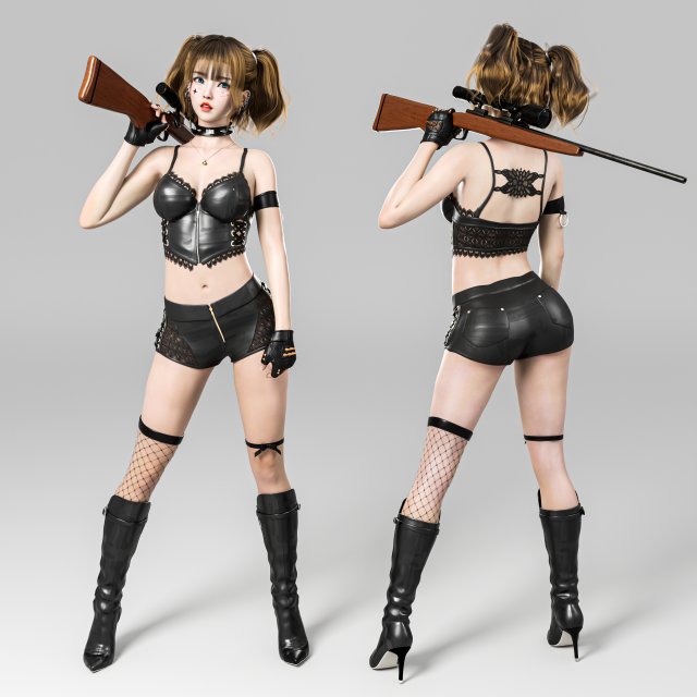 A sexy girl in pose Model 3D .c4d .max .obj .3ds .fbx .stl .blend 