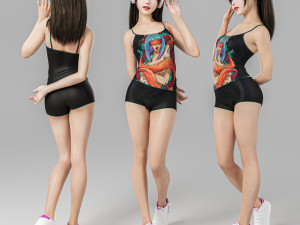A lovely girl with a greet 3D Модель