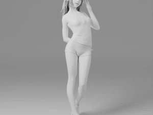 A lovely girl with a greet 3D Model