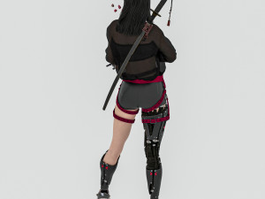 Fully armed female warrior standing 3D-Modell