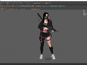Fully armed female warrior standing 3D-Modell