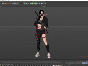 Fully armed female warrior standing 3D-Modell