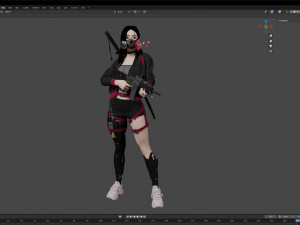 Fully armed female warrior standing 3D-Modell