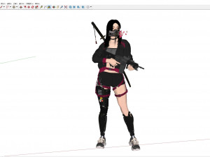 Fully armed female warrior standing 3D-Modell