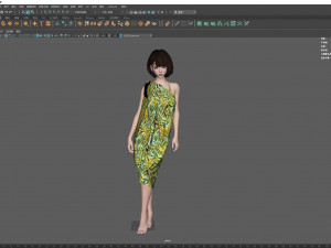 Woman Summer Outfit leaning against the wall 3D Model