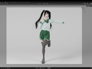 Female students in cute poses 3D Model