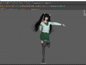 Female students in cute poses 3D Model
