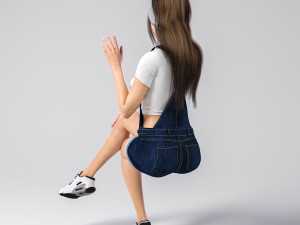 Elegant Woman Sitting With greeting 3Dモデル