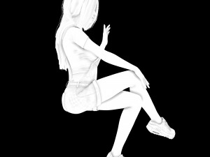 Elegant Woman Sitting With greeting 3Dモデル