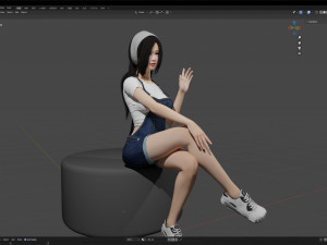 Elegant Woman Sitting With greeting 3Dモデル