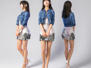 Woman Summer Outfit Walking 001 3D Model