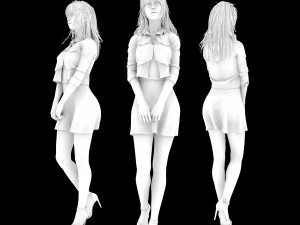Woman Summer Outfit Walking 001 3D Model